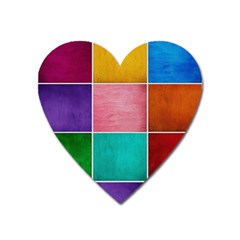 Colorful Squares, Abstract, Art, Background Heart Magnet by nateshop