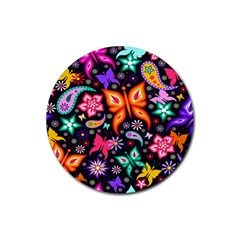 Floral Butterflies Rubber Coaster (round) by nateshop