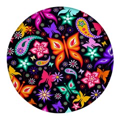 Floral Butterflies Round Glass Fridge Magnet (4 Pack) by nateshop