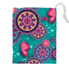 Floral Pattern, Abstract, Colorful, Flow Drawstring Pouch (5xl)