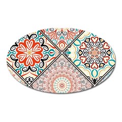 Flowers Pattern, Abstract, Art, Colorful Oval Magnet by nateshop