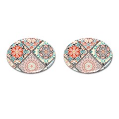 Flowers Pattern, Abstract, Art, Colorful Cufflinks (oval) by nateshop