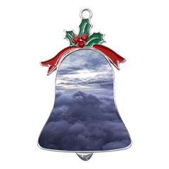 Majestic Clouds Landscape Metal Holly Leaf Bell Ornament by dflcprintsclothing