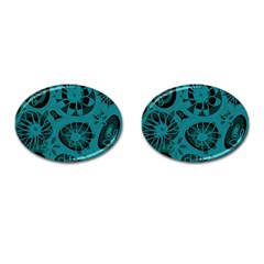 Mazipoodles Love Flowers - Just Dark Teal Cufflinks (oval) by Mazipoodles