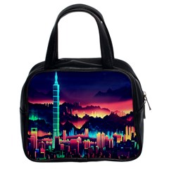 Cityscape Building Painting 3d City Illustration Classic Handbag (two Sides) by Bedest