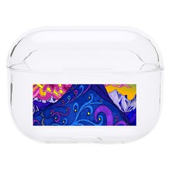 Blue And Purple Mountain Painting Psychedelic Colorful Lines Hard Pc Airpods Pro Case by Bedest