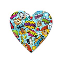 Graffiti Word Seamless Pattern Heart Magnet by Bedest