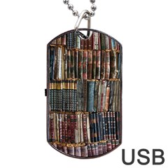 Seamless Pattern With Flower Bird Dog Tag USB Flash (Two Sides)