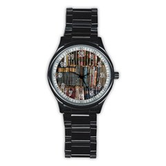 Abstract Colorful Texture Stainless Steel Round Watch