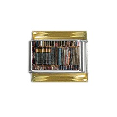 Assorted Title Of Books Piled In The Shelves Assorted Book Lot Inside The Wooden Shelf Gold Trim Italian Charm (9mm)
