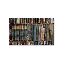 Assorted Title Of Books Piled In The Shelves Assorted Book Lot Inside The Wooden Shelf Sticker Rectangular (10 Pack) by Bedest