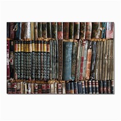 Assorted Title Of Books Piled In The Shelves Assorted Book Lot Inside The Wooden Shelf Postcard 4 x 6  (Pkg of 10)