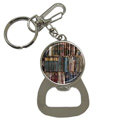 Assorted Title Of Books Piled In The Shelves Assorted Book Lot Inside The Wooden Shelf Bottle Opener Key Chain