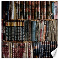 Assorted Title Of Books Piled In The Shelves Assorted Book Lot Inside The Wooden Shelf Canvas 20  x 20 