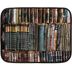 Assorted Title Of Books Piled In The Shelves Assorted Book Lot Inside The Wooden Shelf Two Sides Fleece Blanket (Mini)