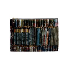 Assorted Title Of Books Piled In The Shelves Assorted Book Lot Inside The Wooden Shelf Cosmetic Bag (Medium)