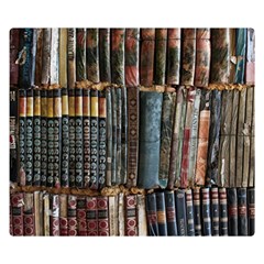 Assorted Title Of Books Piled In The Shelves Assorted Book Lot Inside The Wooden Shelf Two Sides Premium Plush Fleece Blanket (Small)