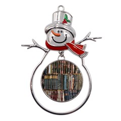 Abstract Colorful Texture Metal Snowman Ornament