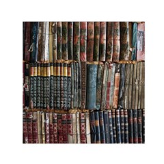 Assorted Title Of Books Piled In The Shelves Assorted Book Lot Inside The Wooden Shelf Square Satin Scarf (30  x 30 )