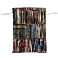 Assorted Title Of Books Piled In The Shelves Assorted Book Lot Inside The Wooden Shelf Lightweight Drawstring Pouch (XL)