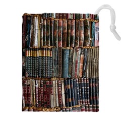 Assorted Title Of Books Piled In The Shelves Assorted Book Lot Inside The Wooden Shelf Drawstring Pouch (5XL)