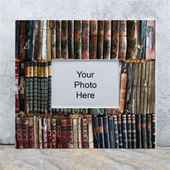 Assorted Title Of Books Piled In The Shelves Assorted Book Lot Inside The Wooden Shelf White Wall Photo Frame 5  x 7 