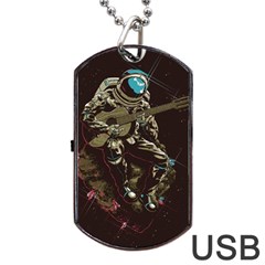 Astronaut Playing Guitar Parody Dog Tag Usb Flash (two Sides)