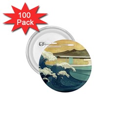 Sea Asia Waves Japanese Art The Great Wave Off Kanagawa 1 75  Buttons (100 Pack) 