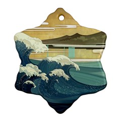 Sea Asia Waves Japanese Art The Great Wave Off Kanagawa Ornament (snowflake) by Cemarart