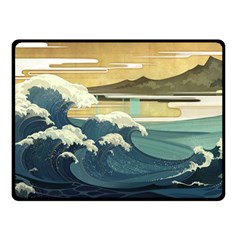 Sea Asia Waves Japanese Art The Great Wave Off Kanagawa Two Sides Fleece Blanket (small)