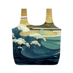 Sea Asia Waves Japanese Art The Great Wave Off Kanagawa Full Print Recycle Bag (m)