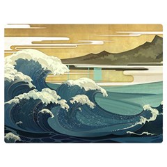 Sea Asia Waves Japanese Art The Great Wave Off Kanagawa Two Sides Premium Plush Fleece Blanket (extra Small)