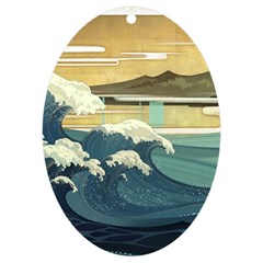 Sea Asia Waves Japanese Art The Great Wave Off Kanagawa Uv Print Acrylic Ornament Oval by Cemarart