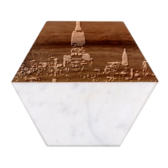 Photography Of Buildings New York City  Nyc Skyline Marble Wood Coaster (hexagon)  by Cemarart