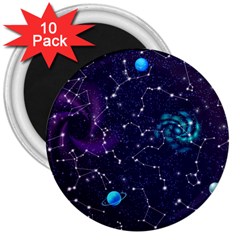 Realistic Night Sky With Constellations 3  Magnets (10 pack) 