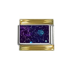 Realistic Night Sky With Constellations Gold Trim Italian Charm (9mm)