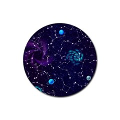 Realistic Night Sky With Constellations Rubber Round Coaster (4 pack)