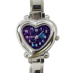 Realistic Night Sky With Constellations Heart Italian Charm Watch
