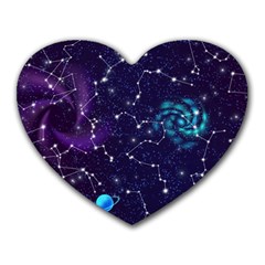 Realistic Night Sky With Constellations Heart Mousepad