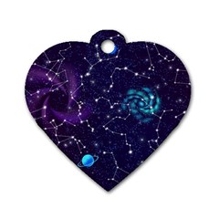 Realistic Night Sky With Constellations Dog Tag Heart (one Side)