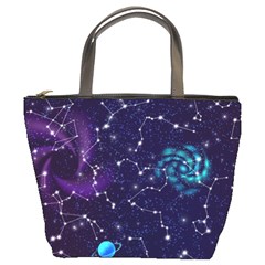 Realistic Night Sky With Constellations Bucket Bag