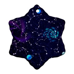 Realistic Night Sky With Constellations Snowflake Ornament (Two Sides)