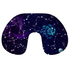 Realistic Night Sky With Constellations Travel Neck Pillow