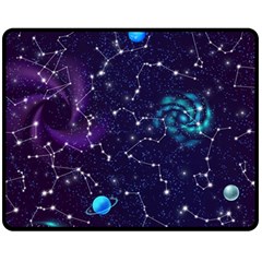 Realistic Night Sky With Constellations Two Sides Fleece Blanket (Medium)