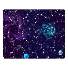 Realistic Night Sky With Constellations Two Sides Premium Plush Fleece Blanket (Large)