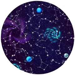 Realistic Night Sky With Constellations Wooden Puzzle Round
