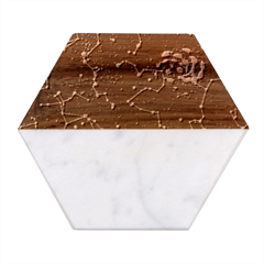 Realistic Night Sky With Constellations Marble Wood Coaster (Hexagon) 