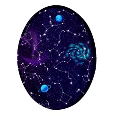 Realistic Night Sky With Constellations Oval Glass Fridge Magnet (4 pack)