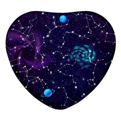 Realistic Night Sky With Constellations Heart Glass Fridge Magnet (4 pack)