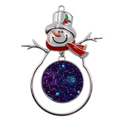 Realistic Night Sky With Constellations Metal Snowman Ornament